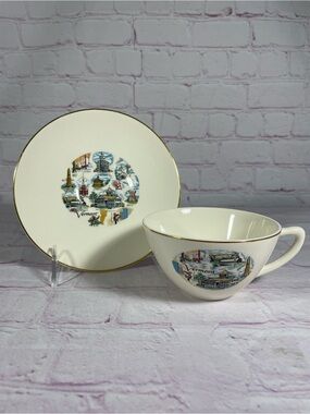 Vintage Vermont Landmarks Souvenir Down-East Novelties Teacup and Saucer Set
